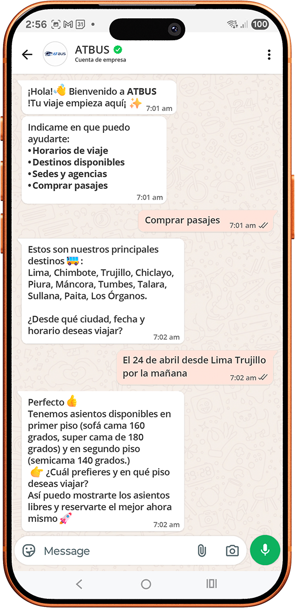 WhatsApp - Chatbot con IA message